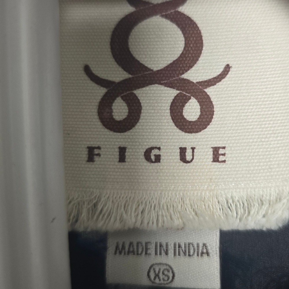 Figue Tikki Mini Dress Womens‎ XS Navy Silk Embroidered Tassel Boho Resortwear - Picture 3 of 9